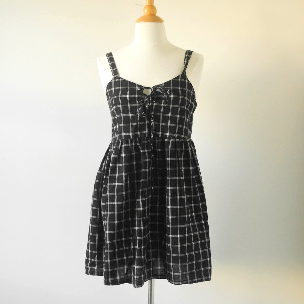 Lace-front Plaid Cami Dress